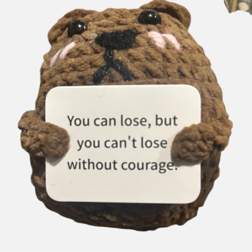 AB INKS Handmade Crocheted Animal with Inspirational Message